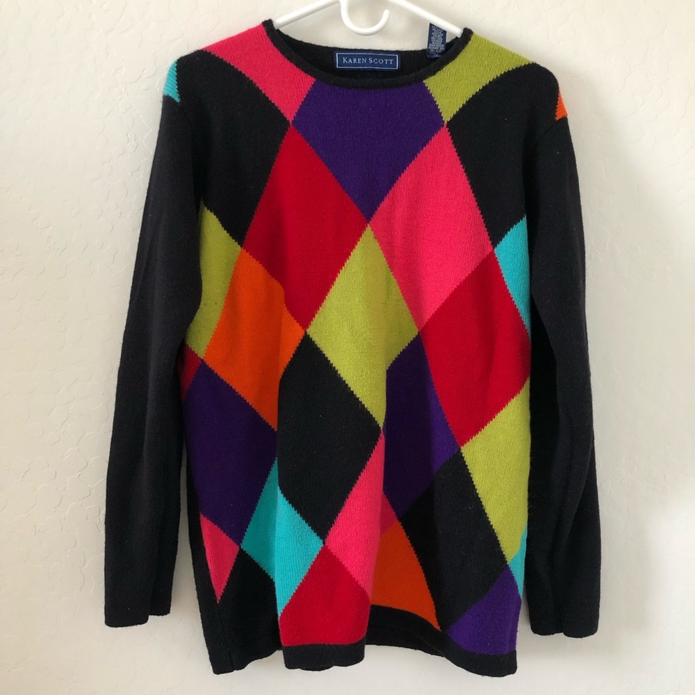 Karen Scott Argyle Sweater